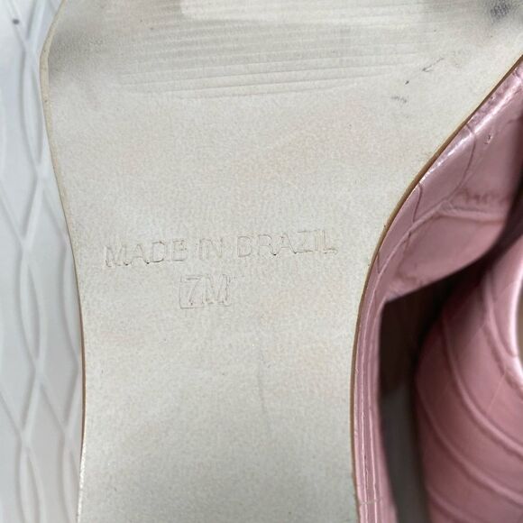NWOB Steve Madden Women’s Veles Pink Croc Embossed Wedge 4” Heel - Size - Picture 4 of 8